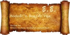 Bodzán Boglárka névjegykártya